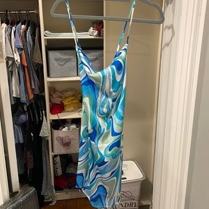 Cupshe blue retro print dress